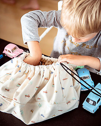 Play&Go Mini Portable 2 in 1 Storage Bag & Playmat in cotton - Mini Car Storage Bag and Playmat
